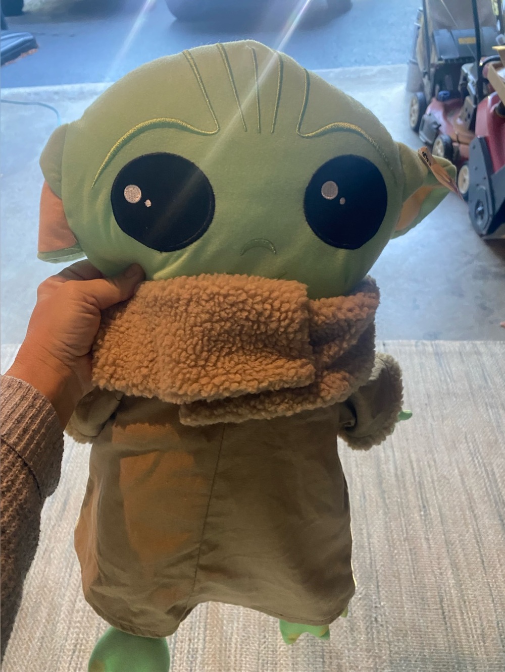 Baby Yoda Plush Toy - Green Grogu Snuggler with Brown Coat